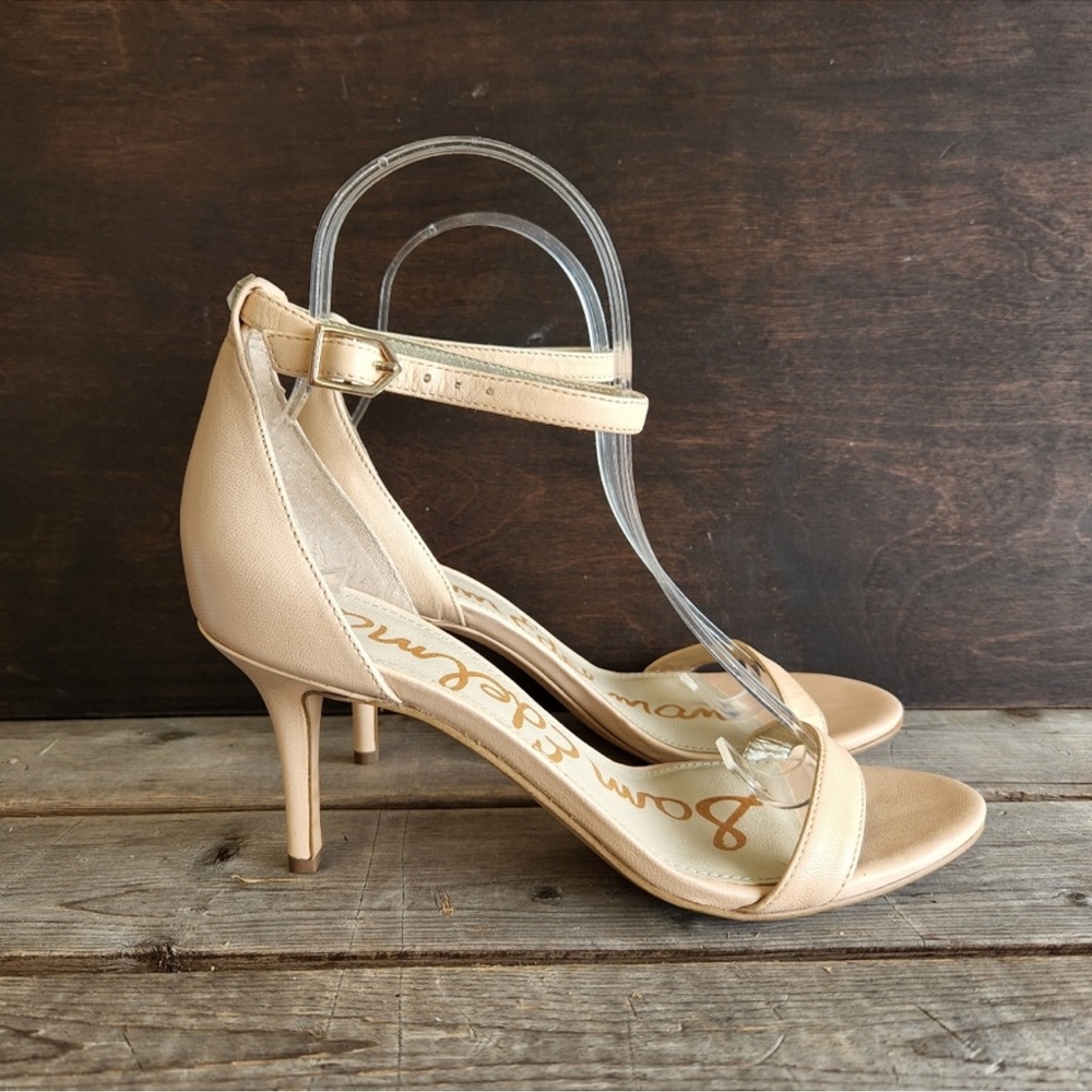 Sam Edelman Patti Sandals Heels Beige Light Nude Ankle Strap Women's Size 6.5